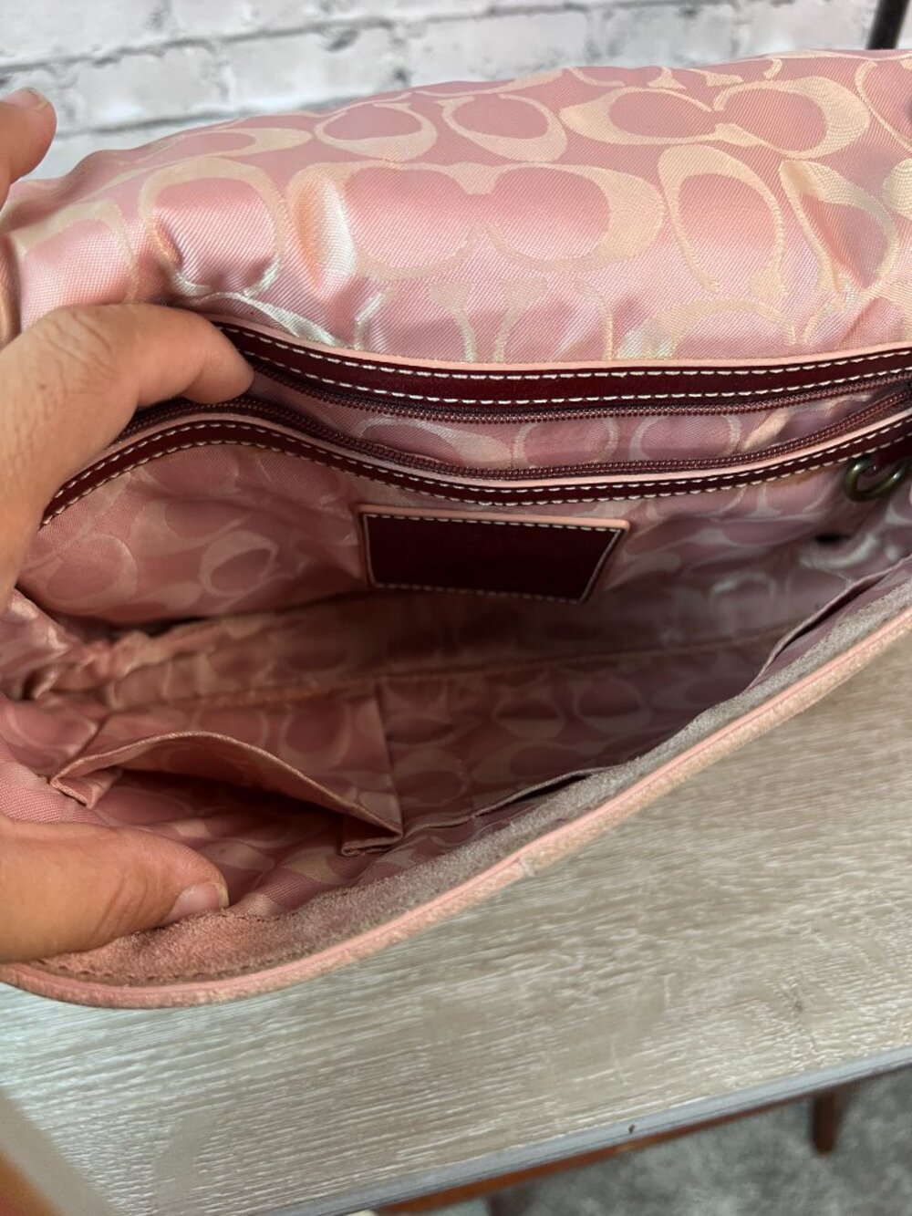 rare Coach 9664 Soho Shoulder Flap Pink Suede Leather Bag Vintage Y2K - Picture 7 of 9